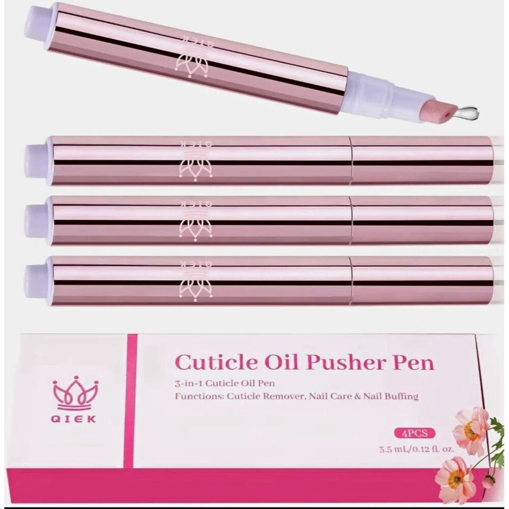 QIEK Cuticle Nourishing Oil Pusher Pen, 3.5ml/0.12 fl oz, 4 Pieces Sealed New